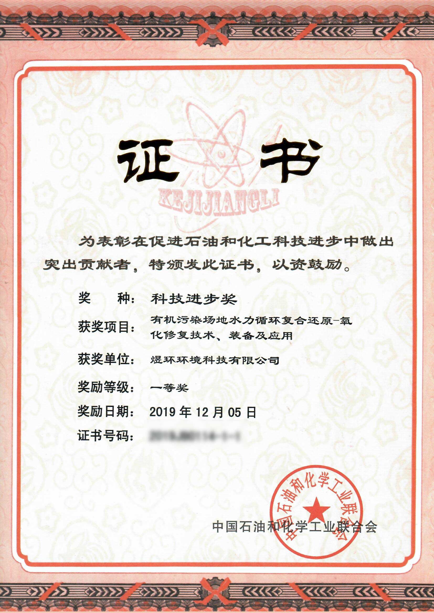 2019年度中國石油和化學(xué)工業(yè)聯(lián)合會科技進步一等獎